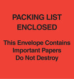Packing List Envelopes, 5" x 6", Red Paper Face "Packing List Enclosed-Do Not Destroy", 1000/Case (PL485)