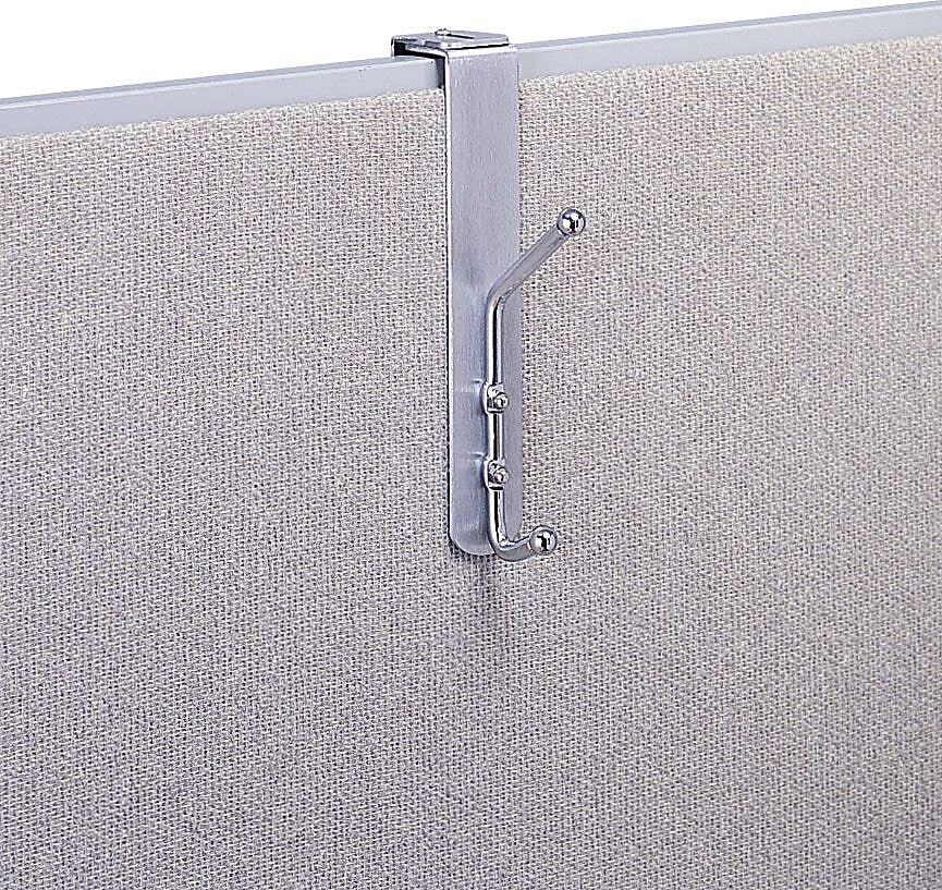 Safco Over-The-Panel Double Hook, Satin Aluminum Base (SAF4167)