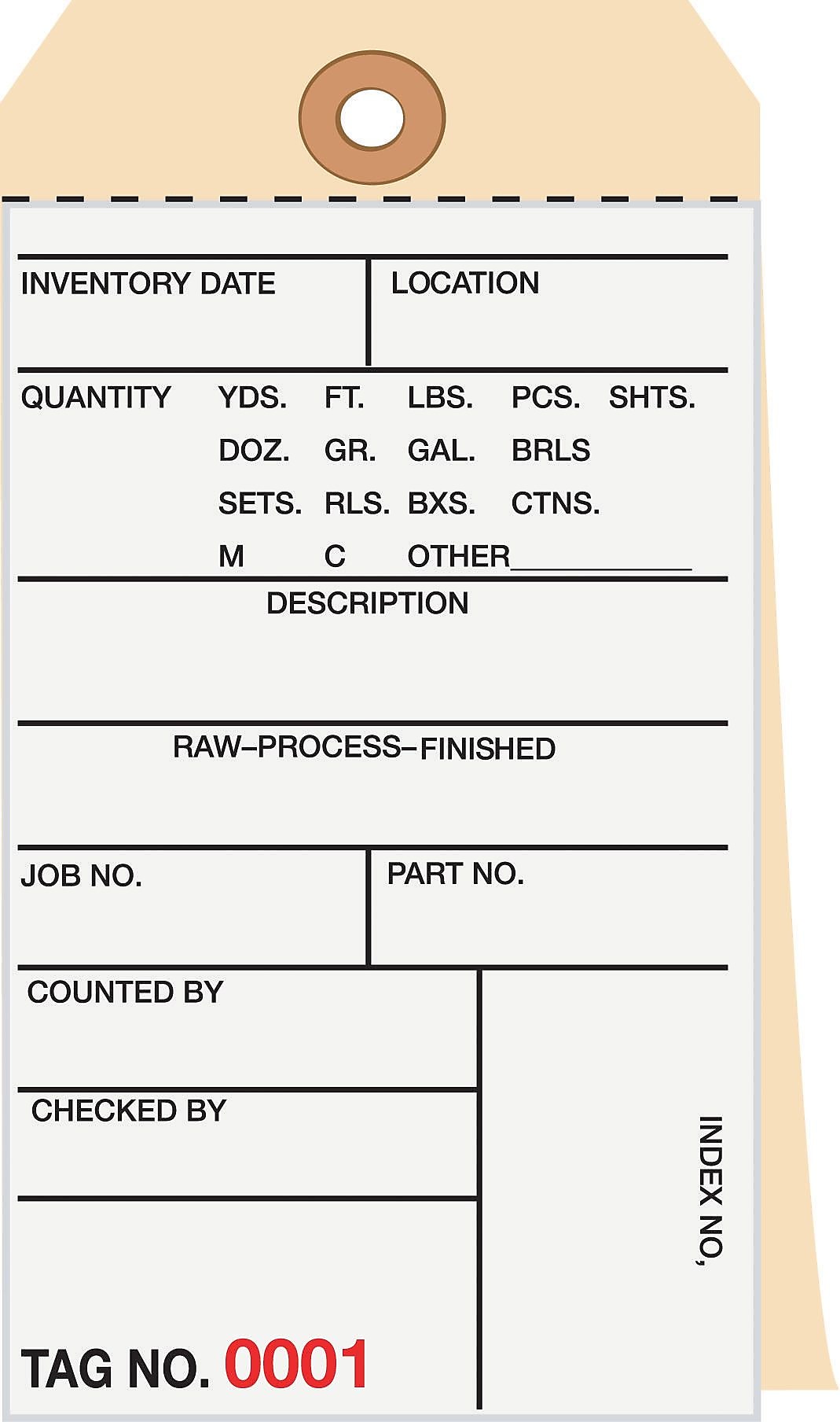 2 Part Carbonless Numbered Inventory Tags: 2,000-2,499, 500/Case