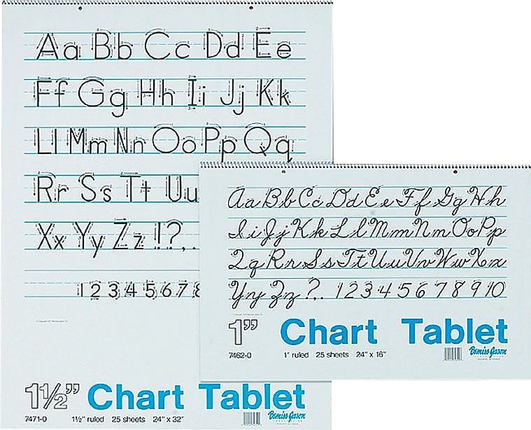 Pacon® Chart Tablets Cursive Cover, 32" x 24", 1" Ruling, Ruled, 12 Sheets/Pk