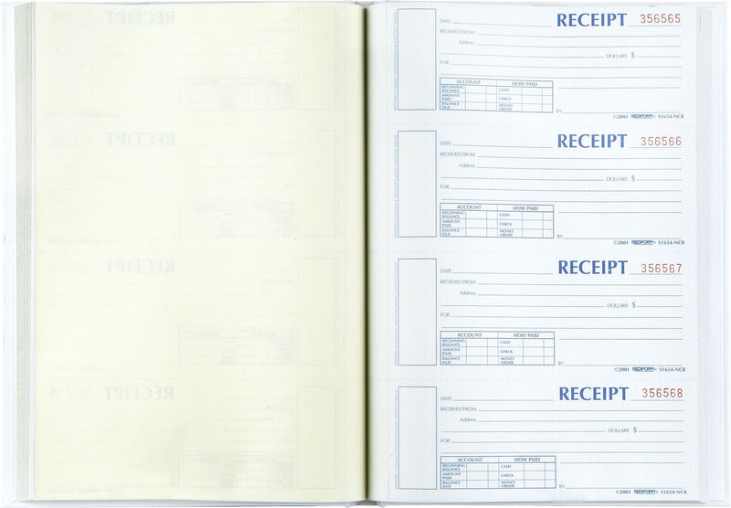 Rediform Carbonless Money Receipt Books, 11" x 8", 2-Part, 300 Sets (S1654NCR)