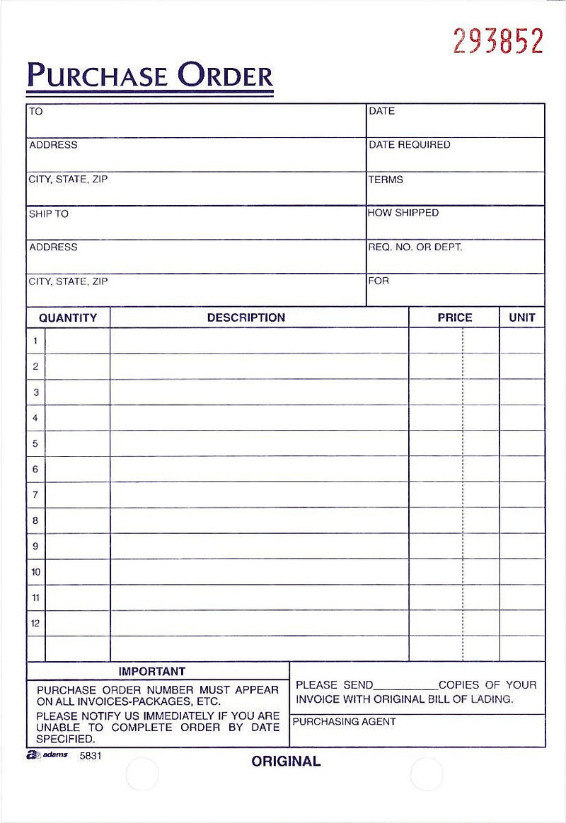 Adams 3-Part Carbonless Work Orders, 5 9/16" x 8 7/16", 50 Sets/Book (TC5831)