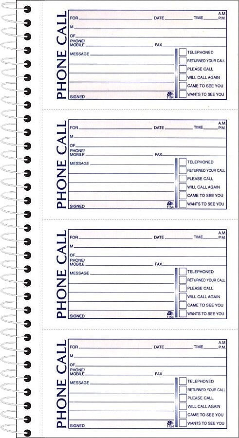 Adams Phone Message Pad, 5.5" x 11", White, 100 Sheets/Pad, 2 Pads/Pack (SC1154-2D)