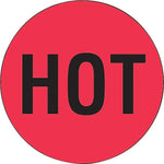 Decker Tape Products "HOT" Shipping Label, 2" Dia., Red/Black, 500 Labels/Roll, 1/Roll (LABDL1730)