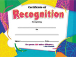 Trend Enterprises© Certificate of Recognition Award, Assorted Colors, 8 1/2"H x 11"W, 30/Pk