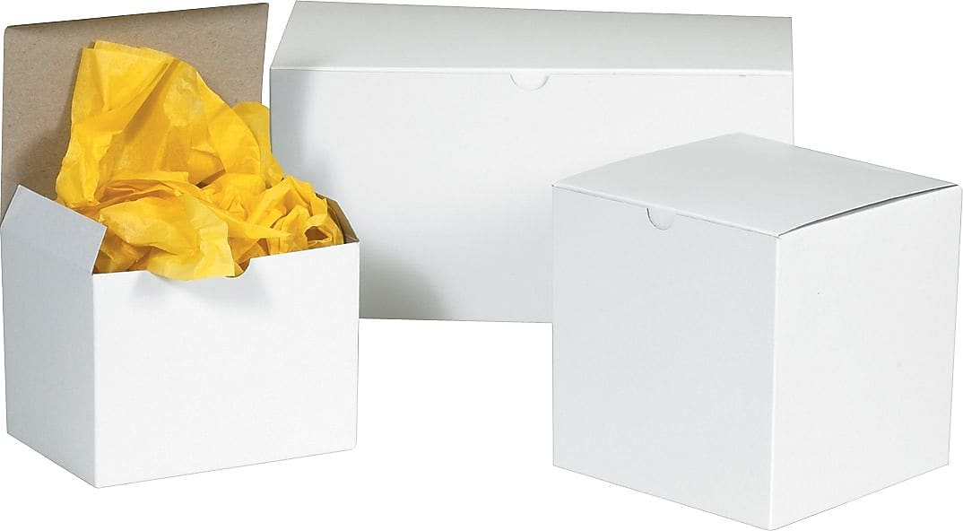 SI Products Solid Large Gift Boxes, 6" x 4.5" x 4.5", White, 100/Carton (GB644)