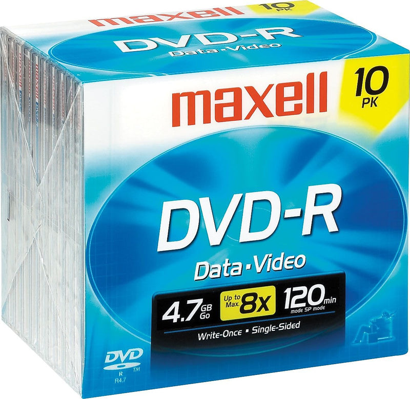 Maxell DVD-R Discs, 4.7GB, 120-Minute, 10/Pk