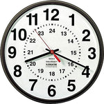 AbilityOne 12/24 Hour Slimline Quartz Wall Clock, 12.75" Overall Diameter, Black Case, 1 AA sold separately (NSN3428199)