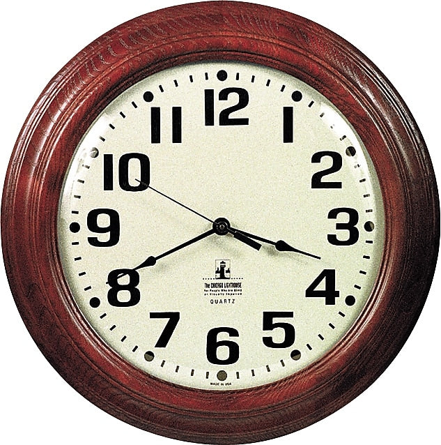 AbilityOne Mahogany Wall Clock, 16" Overall Diameter, Mahogany Case, 1 AA sold separately (NSN4216904)