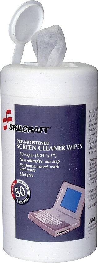 AbilityOne Skilcraft Computer Screen Cleaning Wipes, 50 Wipes, 12/Box (NSN4541138)