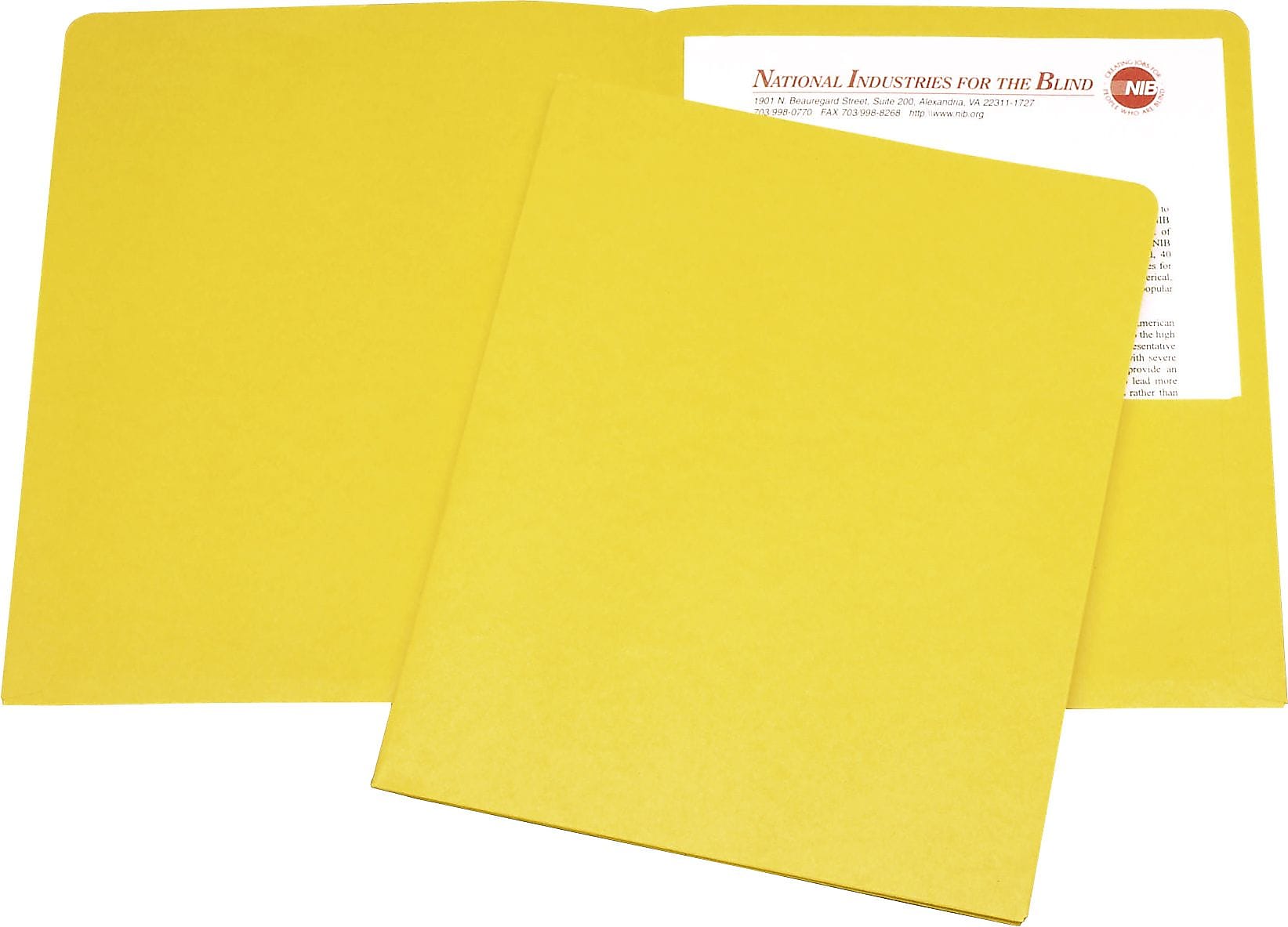 AbilityOne National Industries for the Blind/Severe Handicap Double-Pocket Portfolios, Yellow, 8 1/2" x 11", 25/Bx