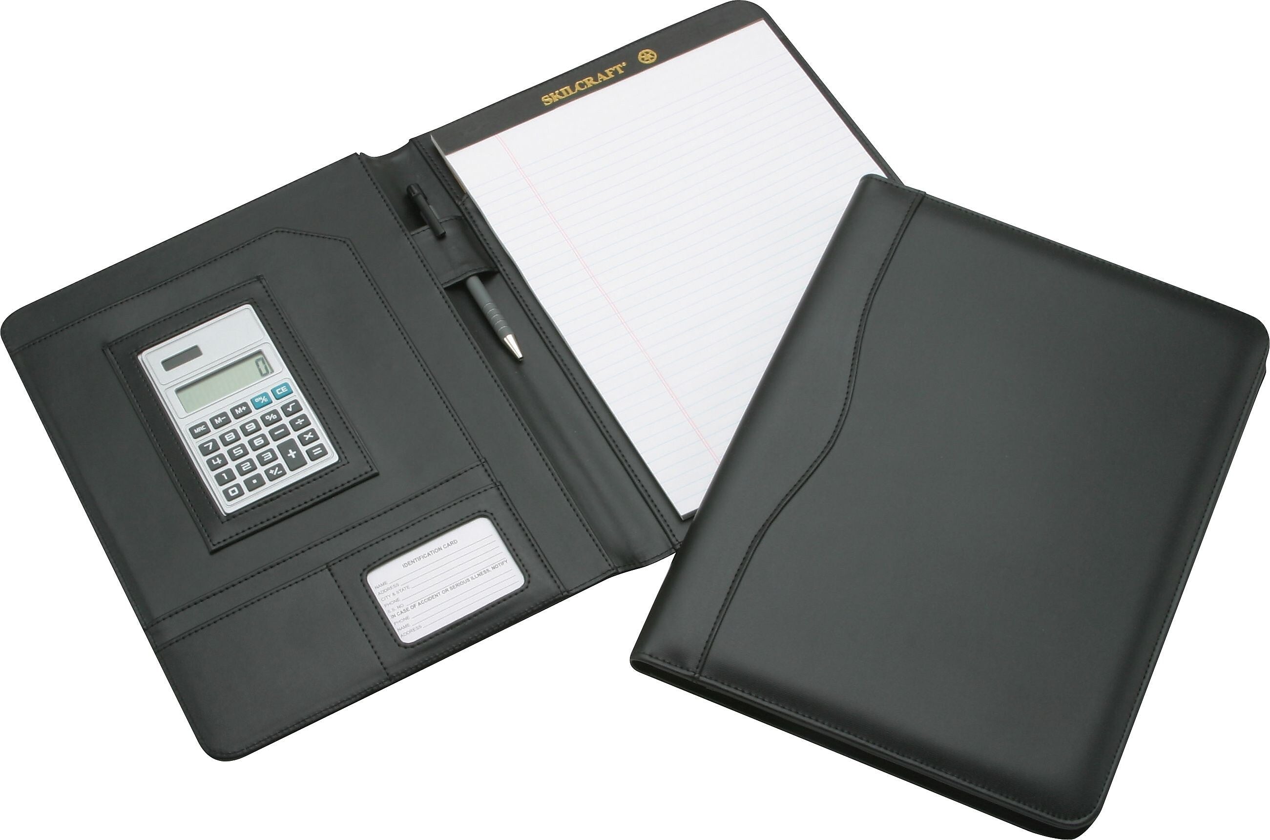 AbilityOne Midwest Enterprises Padfolio with Calculator, Black