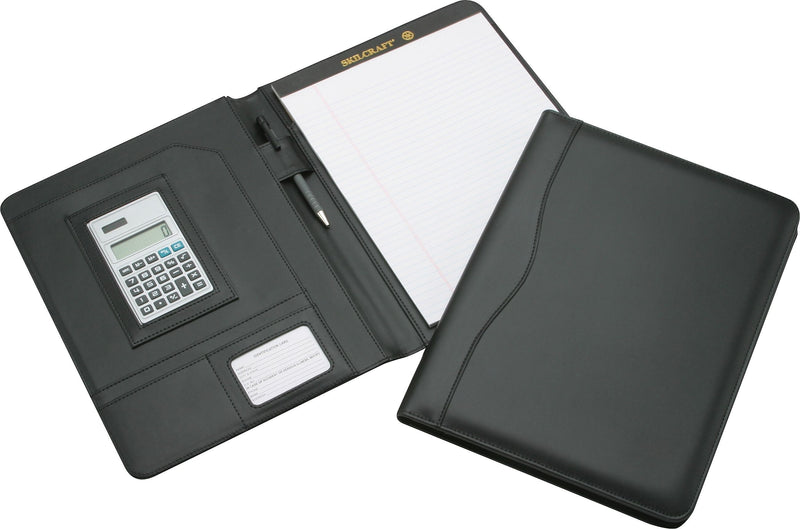 AbilityOne Midwest Enterprises Padfolio with Calculator, Black