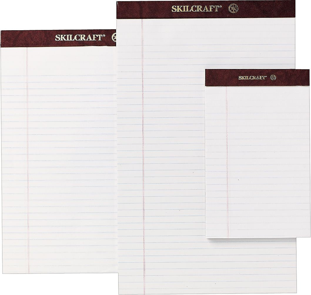 AbilityOne Leatherette Top Ruled Pads, 8 1/2" x 14", 50 Sheets