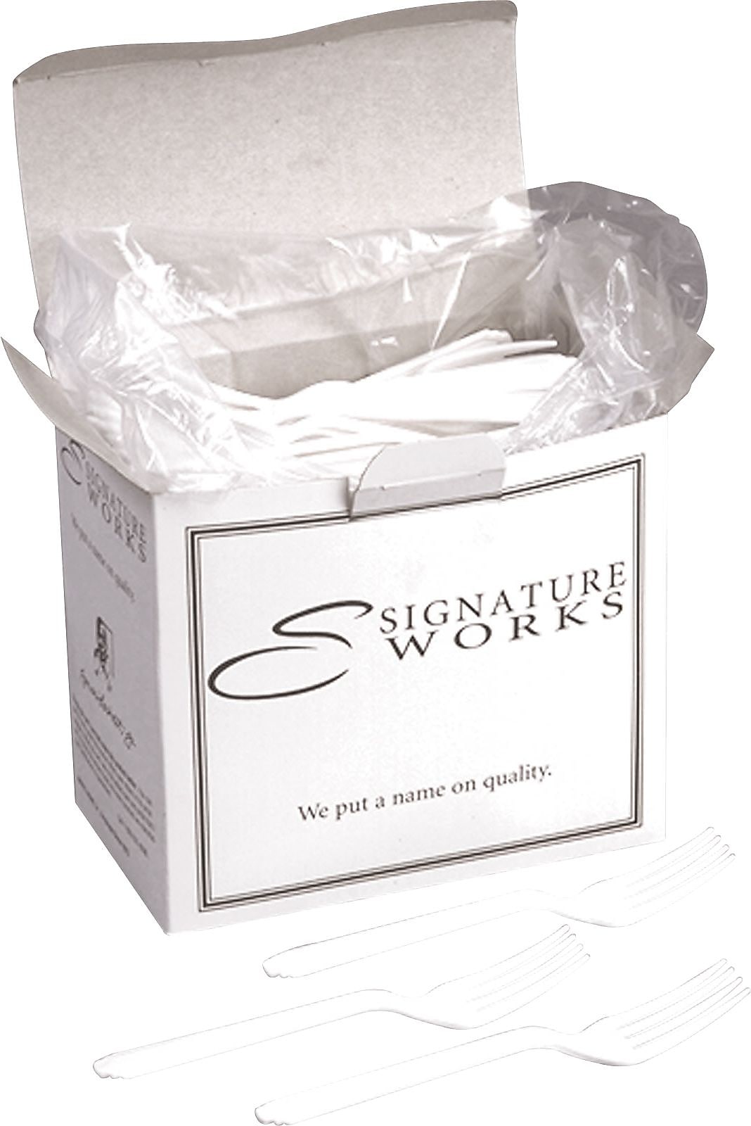 AbilityOne National Industries for the Blind Plastic Forks, Heavy Weight, White, 100/Pk