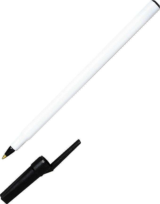 AbilityOne SkilCraft AlphaBasic Ballpoint Pens, Medium Point, Black Ink / White Barrel, 12/Bx
