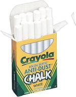 Crayola Anti-Dust Chalkboard Chalk, White, 12/Box, 72 Boxes/Carton (501402)