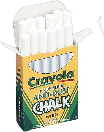 Crayola Anti-Dust Chalkboard Chalk, White, 12/Box, 72 Boxes/Carton (501402)