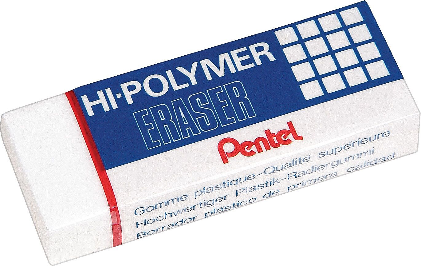 Pentel Hi-Polymer Latex Free Block Eraser, White, 3/Pack (ZEH10BP3)
