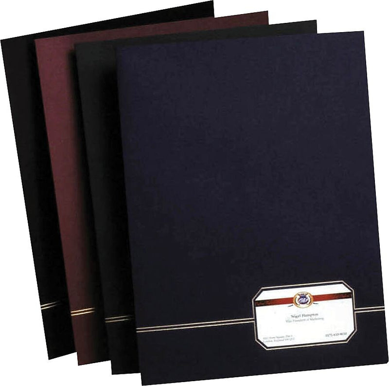 Staples® Monogram Executive Twin-Pocket Folders, Black/Gold