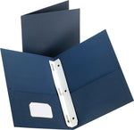 Staples® Twin-Pocket Portfolios with Fasteners, Dark Blue, 10/Pk, 20 Packs/Ct