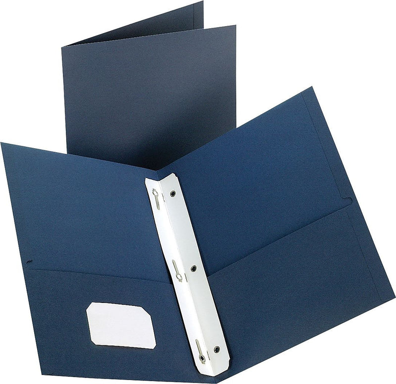 Staples® Twin-Pocket Portfolios with Fasteners, Dark Blue, 10/Pk, 20 Packs/Ct
