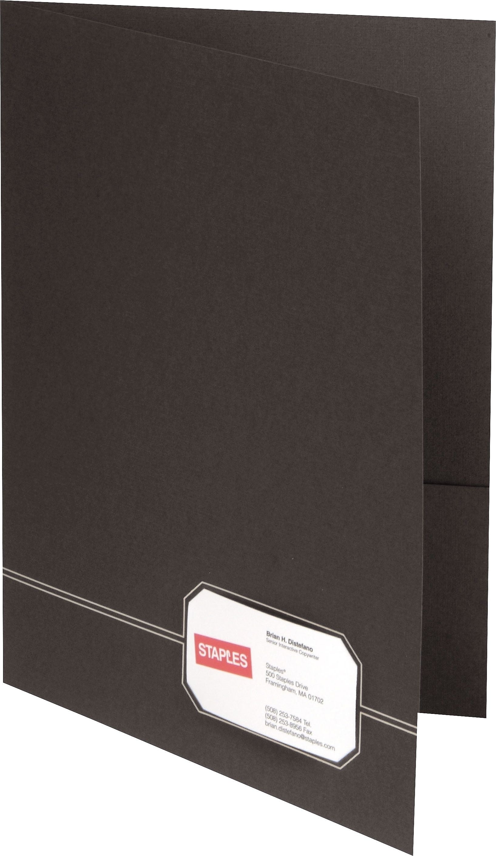Staples® Monogram Executive Twin-Pocket Folders, Black/Gold