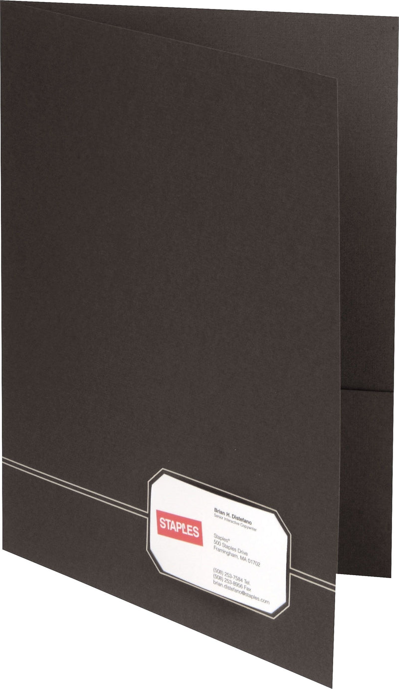 Staples® Monogram Executive Twin-Pocket Folders, Black/Gold
