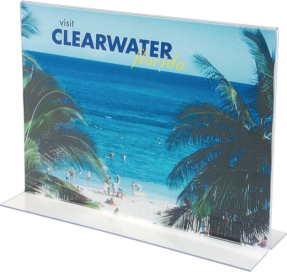 Staples Double-Sided Sign Holder, 11" x 8.5", Clear Plastic, 12/Pack (28185)