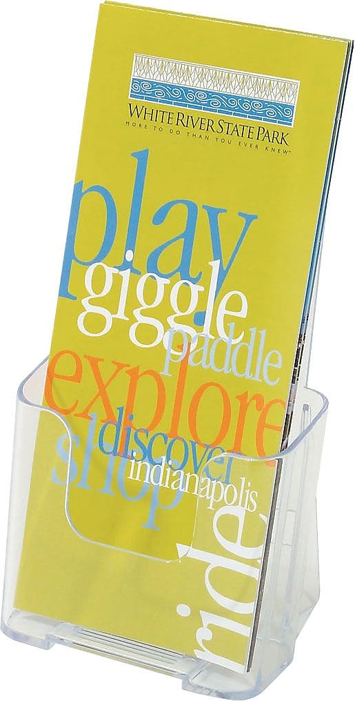 Staples Leaflet Holder, 7.75" x 4.375" x 3.25", Clear Plastic, 18/Pack (28181)