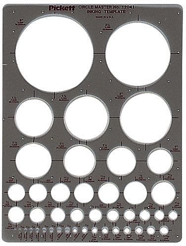 Riser Circle Master Template, 7"x10"x.030", 1/16" to 3"D, GY