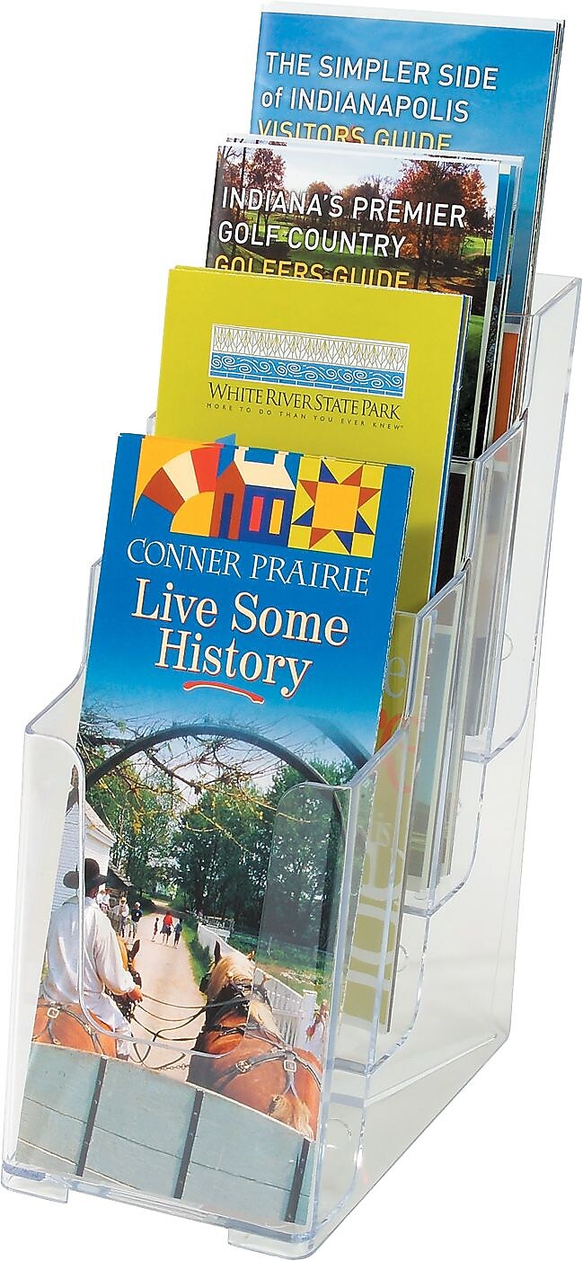 Deflect-O Docuholder Brochure Holder, Desktop/Wall, Crystal Clear Plastic, 4/Carton (77701)