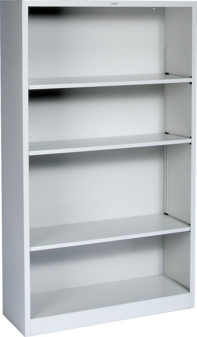 HON Brigade 4-Shelf Metal Bookcase, 59"H x 34 1/2"W x 12.63"D, Light Gray (S60ABCQ)