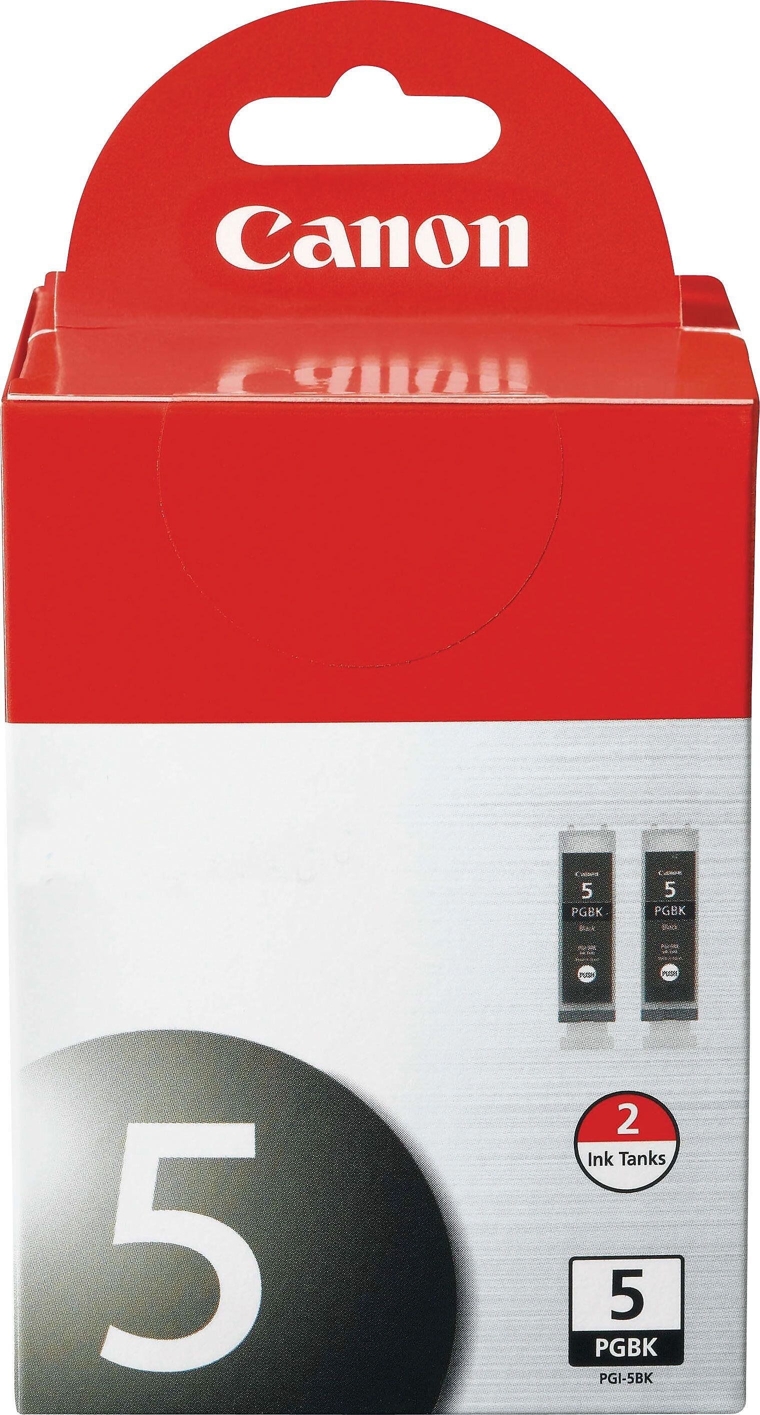 Canon 5 Black Standard Yield Ink Cartridge, 2/Pack (0628B009)