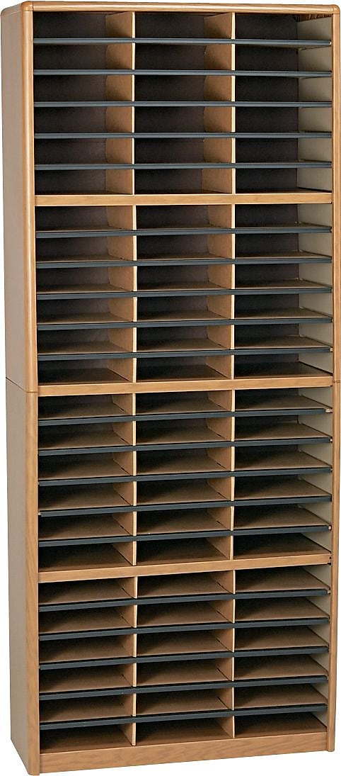 Safco Value Sorter® 72-Compartment Literature Organizers, 9.75" x 13.5", Medium Oak (7131MO)