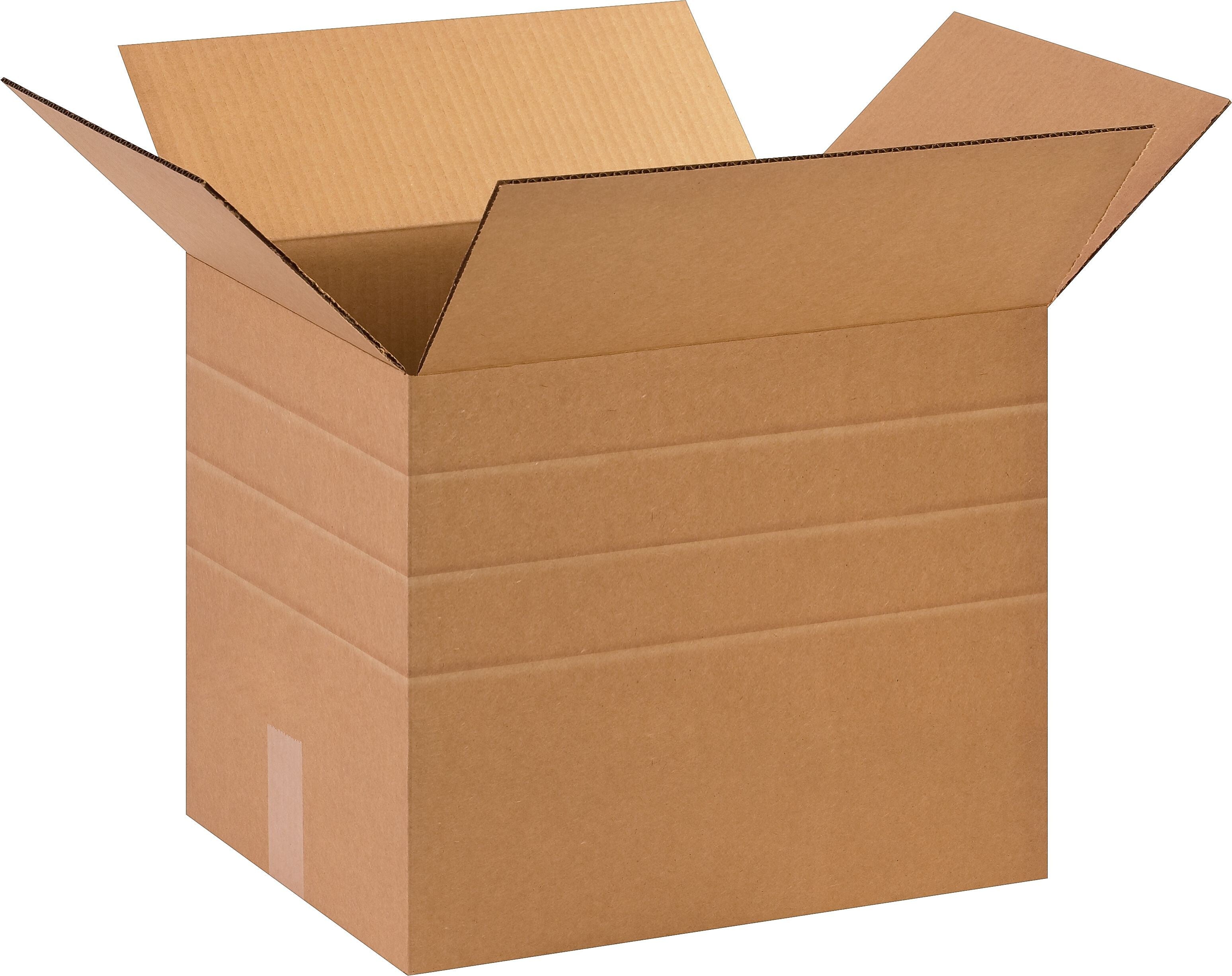 15" x 12" x 12" Multi-Depth Shipping Boxes, Brown, 25/Bundle (MD151212)