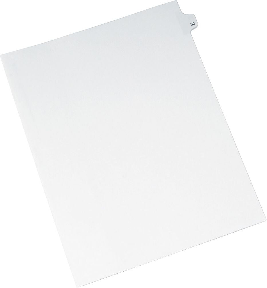 Avery Style Individual Legal Divider, Tab 52, 8.5" x 11", White, 25/Pack (01052)