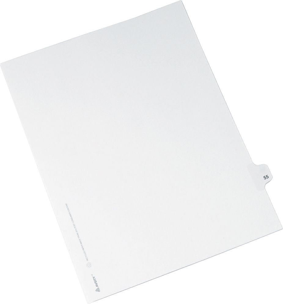 Avery-Style Legal Side Tab Divider, Title: 55, Letter, White, 11" x 8 1/2", 25/Pk
