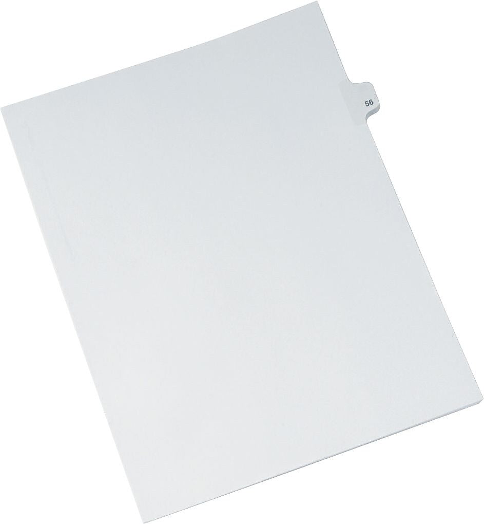 Avery-Style Legal Side Tab Divider, Title: 56, Letter, White, 11" x 8 1/2", 25/Pk
