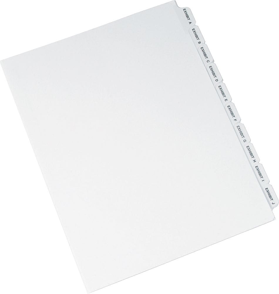 Avery Preprinted Legal Side Tab Dividers, Tab Titles Exhibit A-Z Tab, White, 8 1/2" x 11"