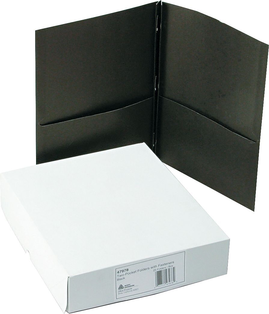 Avery Two-Pocket Report Covers with Prong Fasteners, Black, 11" x 8 1/2", 25/Bx