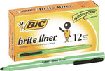 BIC Brite Liner Stick Highlighters, Chisel Tip, Fluorescent Green, 216/Carton (BL11GRNCT)