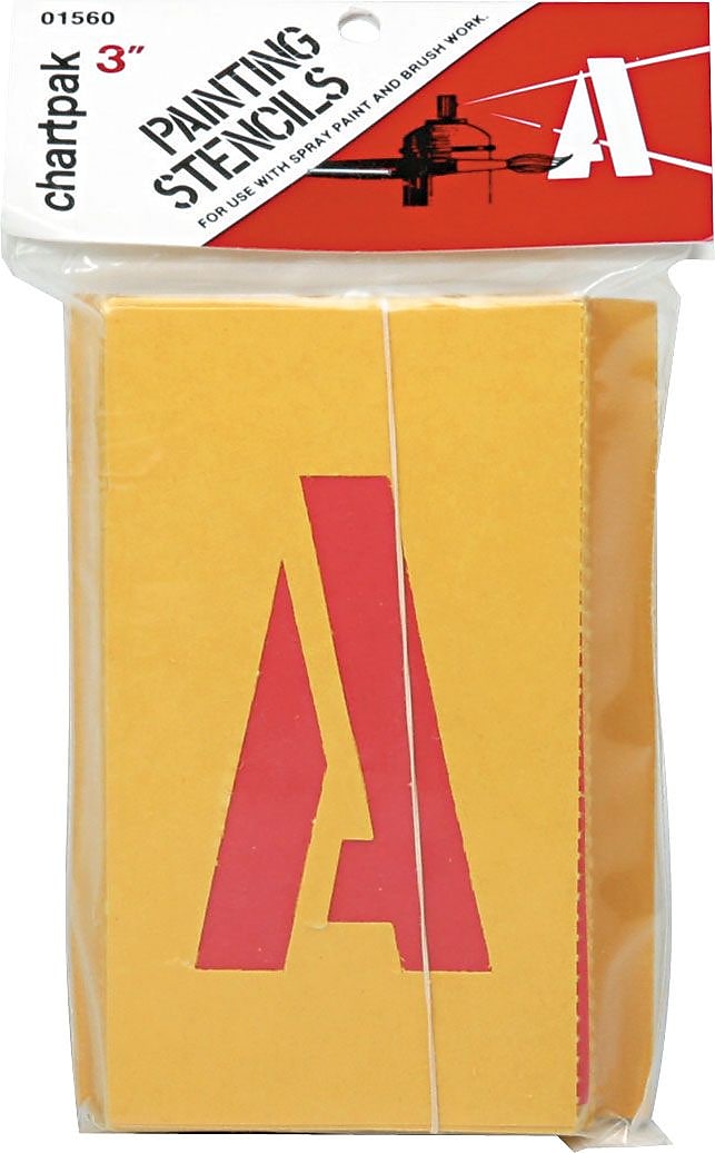 Chartpak Painting Stencil Numbers/Letters, 3", Yellow, (CHA01560)
