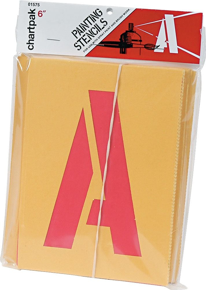Chartpak Painting Stencil Numbers/Letters, 6", Yellow (CHA01575)