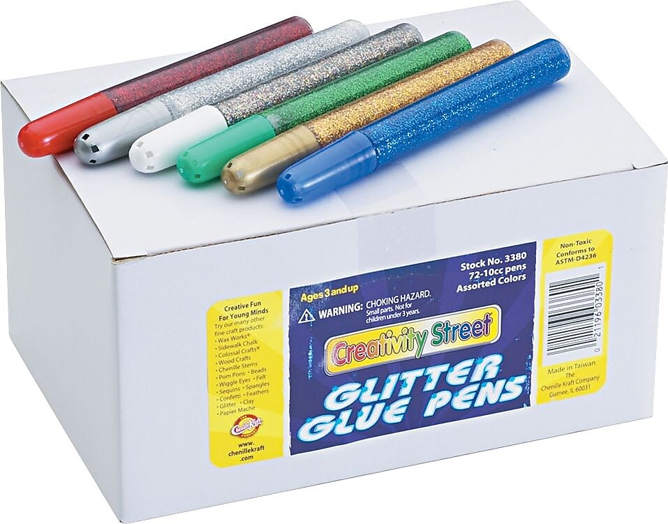 CREATIVITY STREET Glitter Glue Pens, Assorted, 72/Pack (3380)