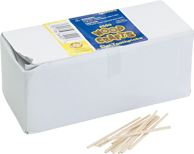 Chenille Kraft Company Flat Wood Toothpicks, Natural, 2,500/Pk (3690-01)