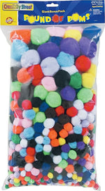 Chenille Kraft Company Pound of Poms® Giant Bonus Pack, Assorted Colors, 1 lb. Pack