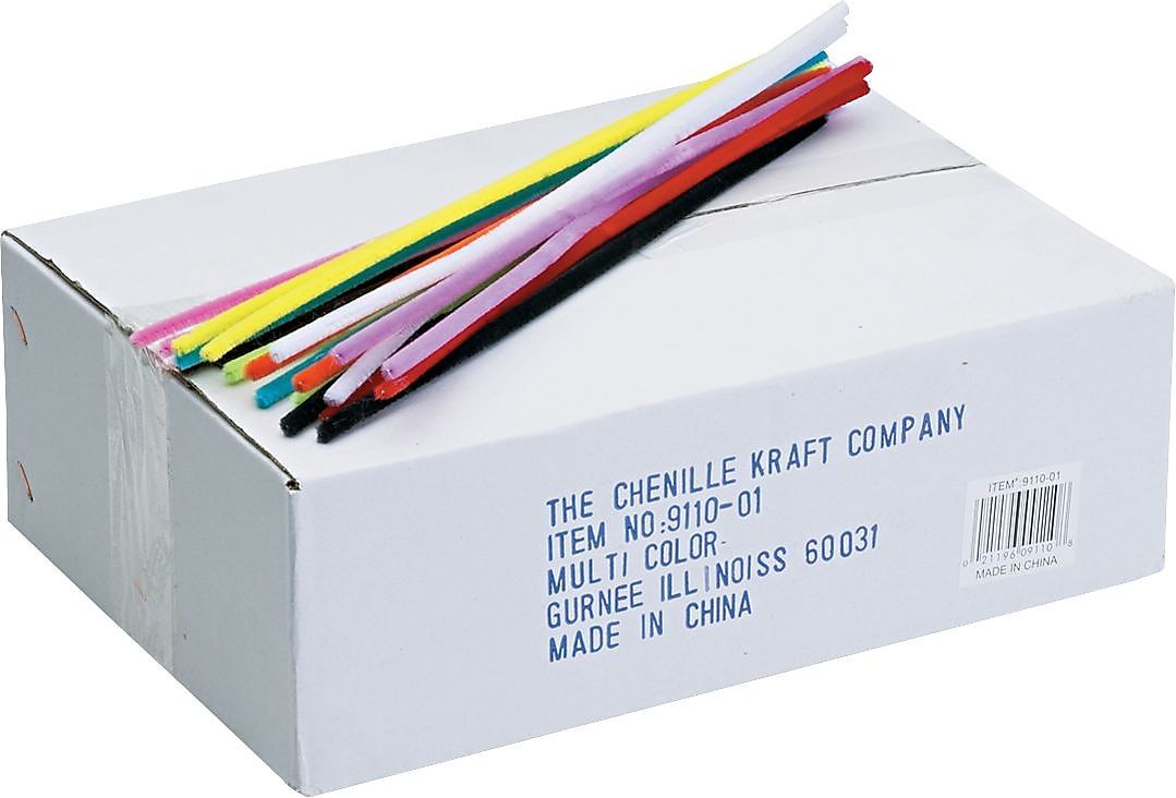 Chenille Kraft Creativity Street Jumbo Stem, 12" x 6mm, Metal Wire/Polyester, Assorted, 1000/Box