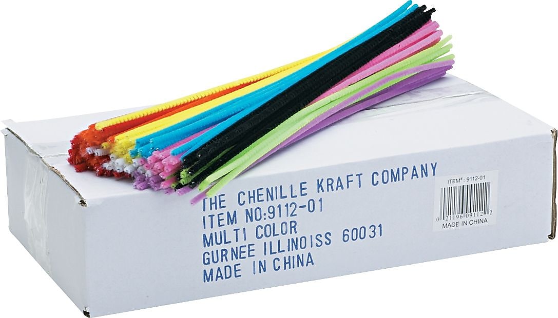 Chenille Kraft Company Regular Stems, Classroom Pack, Assorted Colors, Craft Supplies, 12" x 4mm, 1,000 Stems/Pk (911201X)