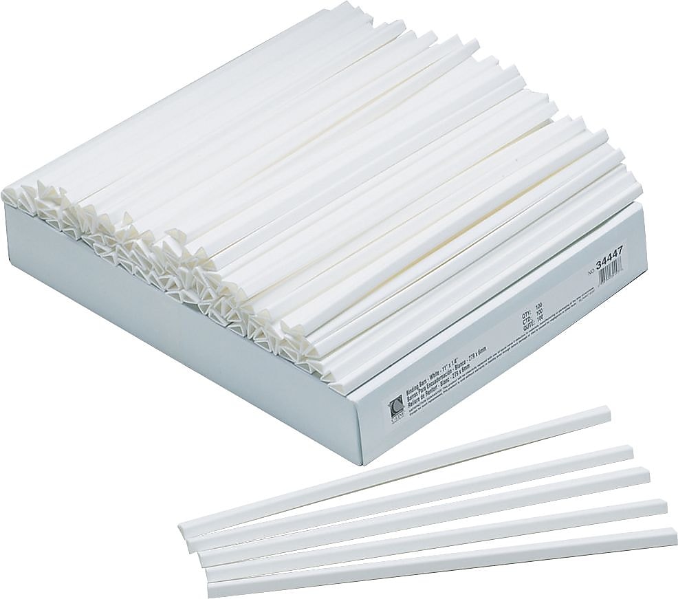 C-Line® Slide 'N Grip Binding Bars, White, 100/Box (34447)